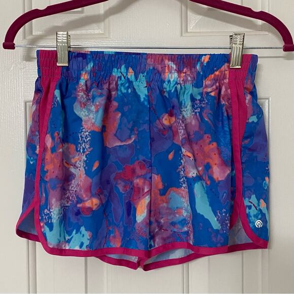 C9 CHAMPION • Blue + Pink Graffiti Wash 2" Woven Athletic Running Shorts - Picture 2 of 6